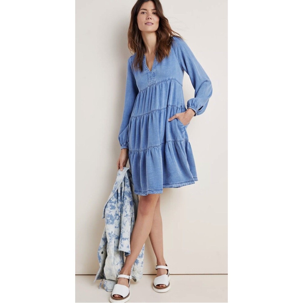 Anthropologie Maeve Denim Tunic Dress Women Susannah Vacay Boho Size XSP NWT